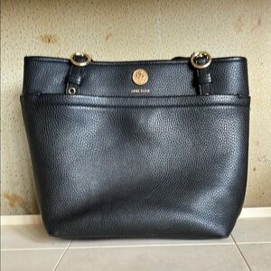 Anne Klein Black and Gold Leather Tote
